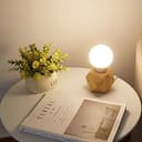 Mengjay Lampada da tavolo moderna E27 Lampada da scrivania in legno Lampada da comodino diamantata per la casa/camera da letto/soggiorno arredamento EU-Plug Base in legno (B) - 3