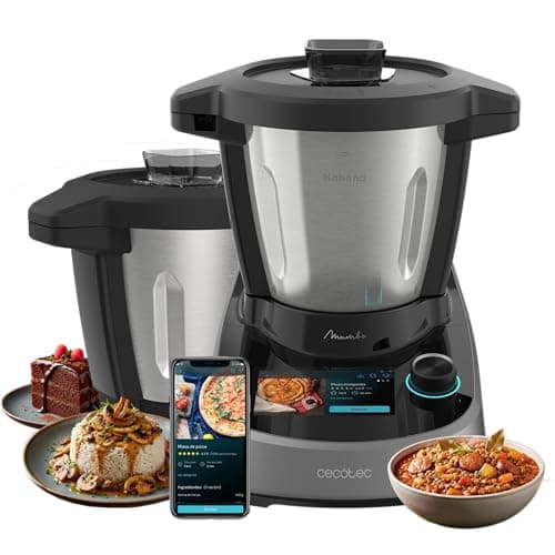 Cecotec Robot de Cocina Multifunción con Dispensador de Alimentos Mambo Touch con Jarra Habana Pro. 37 Funciones, Pantalla Táctil, App Mambo, 3.3L, Báscula, Autolimpieza, Jarra Cerámica
