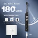 Spazzolino Elettrico, Spazzolini Elettrici, Spazzolino Sonico - 3 Intensità, 5 Modalità, 40000VPM, IPX7, Spazzolino Denti Elettrico Autonomia 180 Giorni e Timer, Spazzolino Elettrico Ultrasonica, Nero - 3