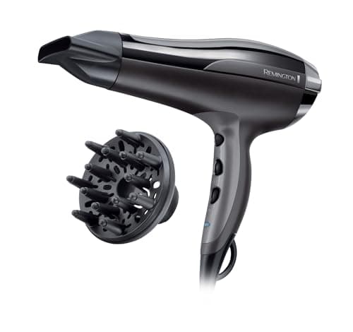 Remington ion hair dryer Pro-Air Turbo D5220, 2400 watts, ceramic tourmaline ring, styling nozzle, diffuser, black