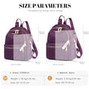 FORRICA Womens Backpack Nylon Lightweight Rucksack Casual Back Pack with Multi Pockets for Commuting and Everyday Use - Purple (L) - 6
