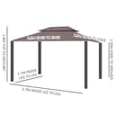 Outsunny 3 x 4m Aluminium Garden Gazebo, Marquee Canopy Shelter Pavilion Party Tent with Nets and Curtains for Garden and Deck, Coffee - 7