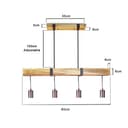 GBLY Lampada da tavolo da pranzo vintage in legno da 80cm, 4 x E27 max. 25watt Lampada a sospensione industriale regolabile in altezza per sala da pranzo cucina bar ristorante - 5