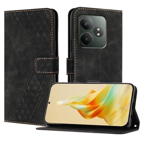 OKZone Funda para Realme GT Neo6 SE 5G, PU Cuero Flip Carcasa Fundas Móvil de Tapa Libro Caso Piel PU Billetera Case Telefono Cubrir Móvil Cover con Cáscara de TPU(Negro)