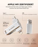 BLANBOK+ MFi Zertifizierter 128GB USB C Stick für iPhone 15, 3 in 1 Memory Stick, Externer Speicher für Lightning/iPhone/iPad/Android Handy/Laptop/PC - 2