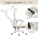 UEV Silla de Oficina Ergonómica Lumbar con Ajuste de 90°-135°, Silla de Oficina con Cómodo Soporte Corporal, Sillas Ergonómicas Estables y Funcionales, 64x64x(112-120) cm, Beige - 7
