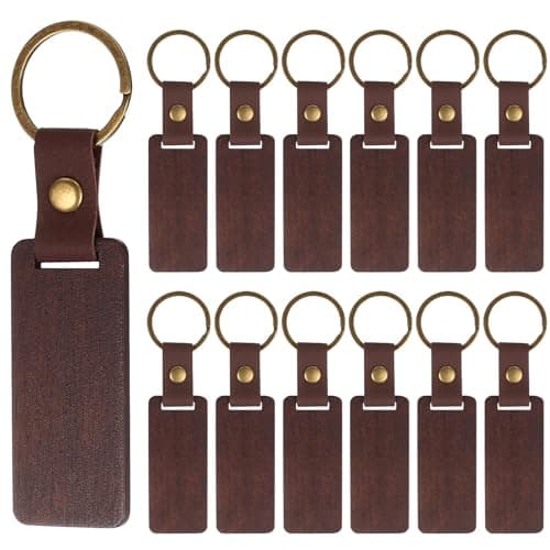 qxayxa 13 Pz Portachiavi in Legno Vuoti, Portachiavi Personalizzati Vuoti per Pittura, Incisione Laser, Decorazioni Fai Da Te, Regali (Rettangolo, Noce)