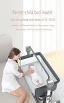 MoLi Beistellbett Baby mit Rollen, Convertible Faltbar Co-Sleeping Babybett, Stubenwagen Baby Kleinkind Wiege mit Musik, Fernbedienung und 5-schwankende Zahnräder (601 Light Grey) - 4