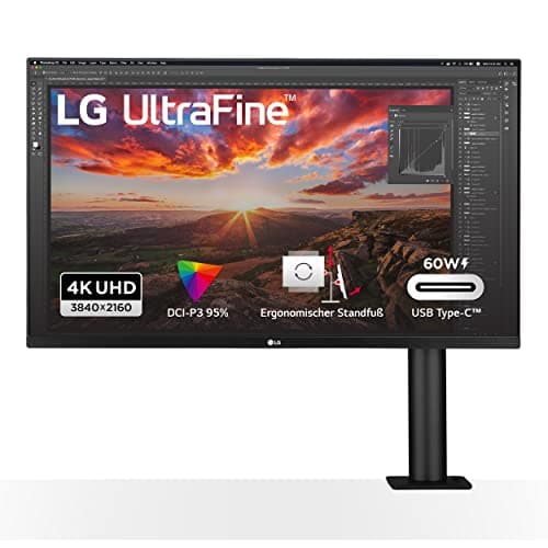 LG Electronics 32UN880P-B Ultrafine™ Ergo UHD 4K 32" (80cm), 3840 x 2160, 16:9, Energy-efficient LED Backlight, DCI-P3 95% (Typ.), HDR10, 5ms GtG - Schwarz