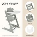 Trona Tripp Trapp de Stokke (Verde Glaciar) Con Bandeja (Blanco) - Incluye Silla, Baby Set 2 Para Niños de 6 a 36 Meses - Ajustable y Fácil de Limpiar - 8