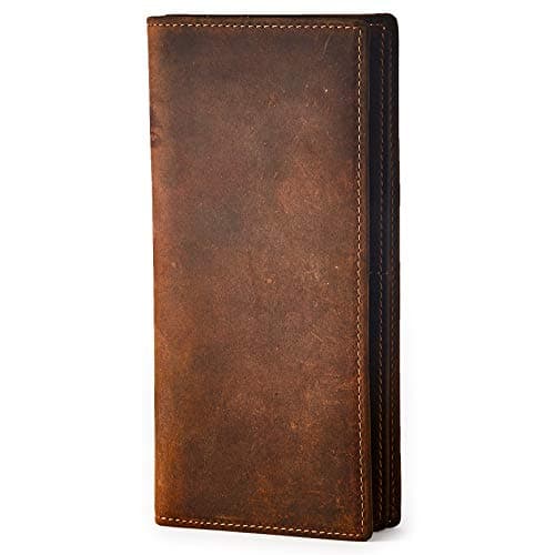 BRASS TACKS Leathercraft Leather Wallet Portrait Format Vintage Handmade Wallet Multi Card Slots with ID Window Unique Timeless Design Waterproof (Brown)