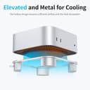 OMOTON Aluminium Stand for Mac mini M4 and M4 Pro, Easily Accessible Power Button, Ventilation & Cooling Desktop Holder Mount, Stable and Non-Slip Stand, Silver - 4