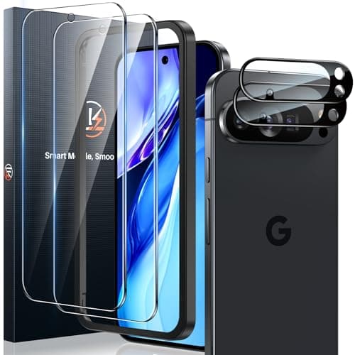 LK 2+2 Pack Screen Protector for Google Pixel 10 Pro, 2pcs Tempered Glass Screen Protector & 2 Camera Lens Protector for 10 Pro, Support Fingerprint Unlock, HD Screen, Anti-Scratch, Easy Installation