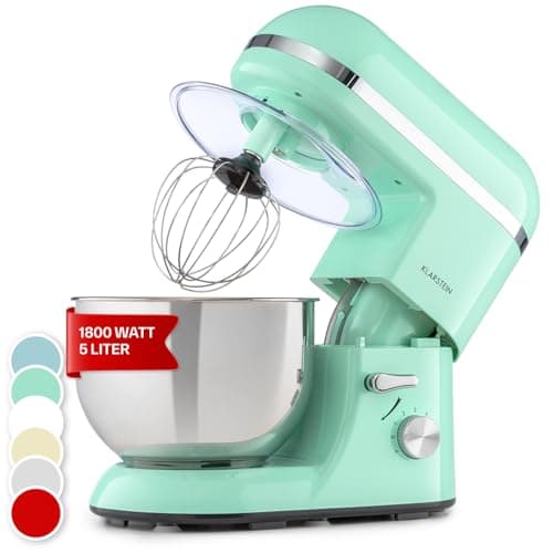 Klarstein Küchenmaschine, Knetmaschine mit 5L Schüssel, 1800W Profi Küchenmaschine mit Knethaken und Schneebesen mit 6 Stufen, Teigmaschine zum Rühren, Kneten und Aufschlagen