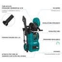 VONROC Idropulitrice V24-3 2400W 180 Bar con Regolatore di Pressione – Avvolgitubo Integrato, Tubo Alta Pressione 10 m, Pompa in Alluminio, Schiumatore e Pulitore Patio, Set Completo - 2