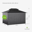 Blumfeldt Gazebo 3x4m, Gazebo Esterno Resistente con Zanzariera, Tetto in Acciaio Zincato, Struttura in Alluminio, Protezione UV, Facile Montaggio, Gazebo da Giardino - 7