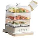 forplubossmmp Vaporera Multieléctrica, Vaporera Desmontable De 3 Niveles+Plegable De 800w+Reserva De 12h+Quemaduras Anti-Secas, Calentador Eléctrico De Alimentos Calientes (500* Papel para Hornear) - 1