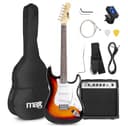 MAX GigKit - kit guitarra electrica para iniciación, amplificador de guitarra eléctrica de 40w, funda de transporte, afinador, cuerdas, palanca tremolo, correa, 2 puas, cable de 3m, Color Sunburst - 1