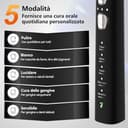 Spazzolino Elettrico, Spazzolini Elettrici, Spazzolino Sonico - 3 Intensità, 5 Modalità, 40000VPM, IPX7, Spazzolino Denti Elettrico Autonomia 180 Giorni e Timer, Spazzolino Elettrico Ultrasonica, Nero - 3
