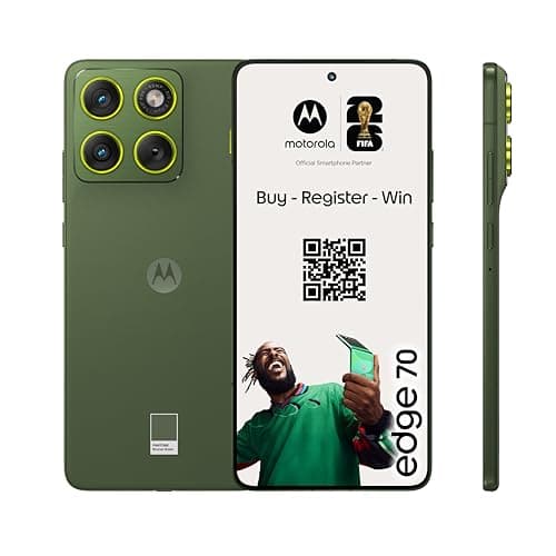 Motorola Edge 70 Smartphone (Robustes 6,67"-Super-HD+-Display Dank Corning Gorilla Glass 7i, 50-MP-Kamera, 12/512 GB, 4800 mAh, 68W-TurboPower-Aufladen) Pantone Bronze Green, inkl. Schutzcover