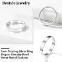 Bestyle Ring Damen 925 Sterling Silber Verlobungsring Ringbreite 3mm Größe 52 Hochzeitsringe Eheringe Verlobungsring Trauringe Ewigkeitsring - 5