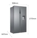Haier SBS 90 Serie 3, Frigorifero Side by Side, 2 Porte, 521 Litri, No Frost, Water Dispenser e Sistema Multi Air Flow, Libera Installazione, Classe E, 90,8 x 64,7 x 177,5 cm, Alluminio - HSR3918EWPG - 4