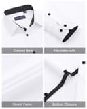 J.VER White Shirts Men Dress Long Sleeve Slim Fit Stretch Non Iron Business Casual Wedding Fashion Formal Shirt M - 6