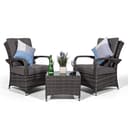 Giardino Arizona 2 Seat Garden Lounge Chair Set with Table & Outdoor Furniture Cover Patio Conservatory Furniture (Assembled) (Grey) - 1