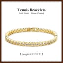 TINGN Gold Tennis Armband Damen 14K Vergoldet Tennisarmband Elegantes Cubic Zirconia Armband Classic 3mm Rund CZ Armkette Schmuck Geschenke für Frauen Damen Mädchen 6,5 Zoll - 5