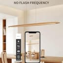 YYUTLUO LED Wood Pendant Light Dining Table Pendant Light, Dimmable with Remote Control Pendant Lamp, Height Adjustable, Modern Linear Design Living Room Lamp Hanging for Office Dining Room (130cm) - 2