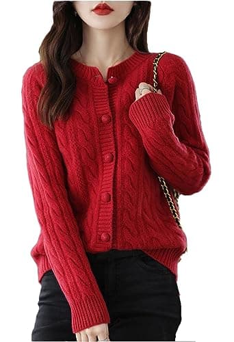 Suéter Tipo Cárdigan Tejido De Lana con Botones Y Manga Larga para Mujer