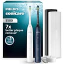 Philips Sonicare 5500 Electric Toothbrush, Sonic Toothbrush with 2 Modes, Pressure Alert, EasyStart, SmarTimer and BrushPacer, White and Navy, 2 Pack, Model HX7119/01 [New Technology] - 1