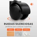 JUPPLIES Silla de Oficina Reclinable con Cojín Lumbar Masajeador – Sillón con Altura Ajustable y Ruedas Silenciosas, Respaldo Alto de PU Acolchado para Escritorio, Estudio o Trabajo (Negro) - 7