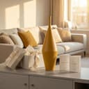 ARCEA Vaso Axis Slim - Vaso in Ceramica Artigianale Giallo Senape - Scultura d'Arredo Moderna per Interni Made in Italy, 57cm - 6