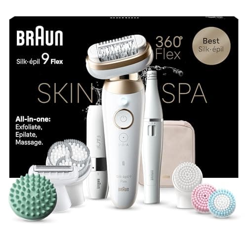 Braun Silk-épil 9 Flex SkinSpa, Depiladora Eléctrica Para Una Eliminación Del Vello Fácil, 9-681 3D, Blanca/Dorada