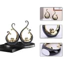 Statua in ceramica nera e dorata lucida, arte astratta moderna, centrotavola di lusso - scaffali dorati, librerie e decorazioni da tavolo da pranzo, tavolino versatile, supporto TV - 3