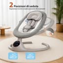 BEBE2LUXE ALPHA, Sdraietta dondolo automatico per neonato fino a 9 kg, Altalena Eletrica con Melodie, Telecomando, touch screen LED, Regolazione dello schienale, Timer, silenzioso - 3