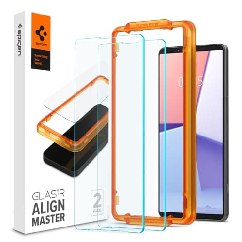 Spigen AlignMaster Vetro Temperato compatibile con Sony Xperia 1 VII, Xperia 1 VI, 2 Pezzi, Installazione Semplice con Cornice di Allineamento, Cristallino, Durezza 9H Pellicola prottetiva