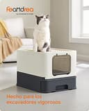 Feandrea Arenero para Gatos, Caja Arena con Bandeja Extraíble, Pala, Cepillo, Espacioso para Gatos Grandes, Carga de 15 kg, Antifiltración, Antiescapes, Beige y Negro PPT001W01 - 2