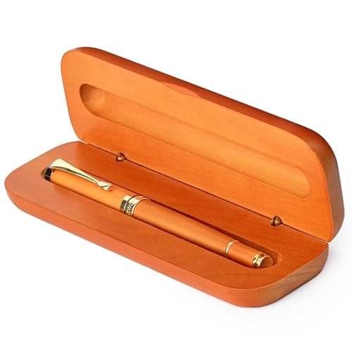 Wordsworth and Black Rollerball Pen - Stunning Luxury Bamboo Cherry Wood Pen Gold Finish Refillable Gift Set for Men & Women Ink Office Supplies