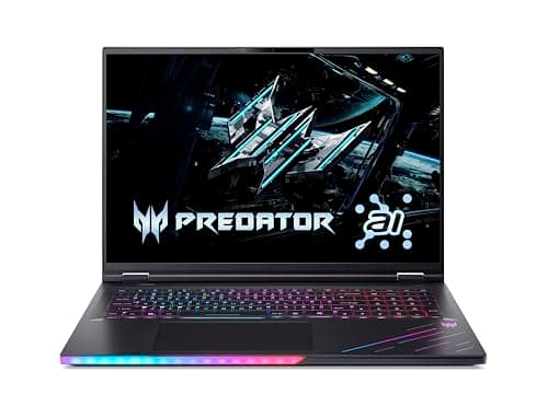 acer Predator Helios 18 AI (PH18-73-96A7) Gaming Laptop, 18 Inch WQXGA MiniLED IPS 250Hz Display, Intel Core Ultra 9 275HX, 32 GB RAM, 2 TB SSD, NVIDIA GeForce RTX 5080, Windows 11, QWERTZ