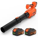 Soffiatore a Batteria, Bravolu Soffiatore Foglie Elettrico, con 2 Batteria da 5200 mAh e Caricabatteria, Velocità Aria Max 305 km/h, 5 Velocità Regolabili e Modalità Turbo - 1