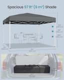 SONGMICS Gazebo 3m x 3m, Pop Up Gazebo, UPF 50+ UV Protection, Drizzle-Resistant Folding Canopy Tent, Portable Outdoor Shade Tent with Carry Bag, for Garden, Patio, Market, Dark Grey GCT102GZ01 - 5