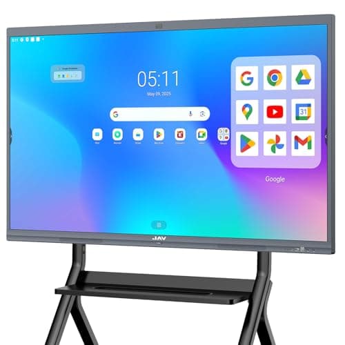 JAV Lavagna interattiva Smart Board 75 pollici 4K UHD con Google EDLA certificata Android 14 lavagna digitale 8 + 128 GB fotocamera AI integrata da 48 MP per ufficio scuola (supporto da parete)