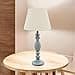 Stylish & Modern Tall Wooden Washed Table Lamp with Taupe Linen Shade - Traditional Design, Energy-Efficient E27 Bulb Shabby Chic Lighting for Bedroom, Living Room & Office - 4
