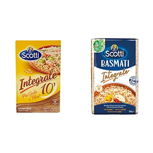 Riso Scotti - Riso Integrale 10' - Riso per Risotti, Insalate e Contorni - 1 kg & Basmati Integrale - Riso Basmati Pronto in 10' - 500 gr