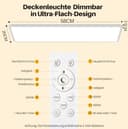 Deckenlampe LED 58CM - 24W Smart Deckenleuchte Dimmbar & Nachtlicht - Deckenleuchte Flach mit Fernbedienung - LED Panel Lampe Ultraflache Design für Wohnzimmer Schlafzimmer Küche - 7