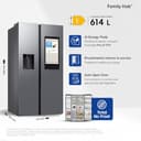 Samsung Frigorifero Side by Side Family Hub RS90F67BET/EF con Dispenser Acqua/Ghiaccio, Wifi con AI Energy Mode, Smart Cooling, SpaceMax, 614 L, LxAxP: 91,2 x 178,4 x 72,6 cm, Metal Inox - 2
