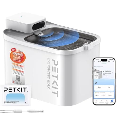 PETKIT Wireless Cat Water Fountain, EVERSWEET MAX 2, Heat-Resistant Material for Hot Water Cleaning and Dishwasher-safe, Battery Operated Cat Fountain with Motion Sensor & App Control, Ultra Quiet, 3L