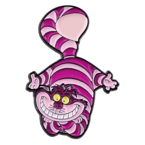Distrigeek Spilla pins Il gatto di Alice, animale distintivo pin, collezione in metallo smaltato, viola e rosa, Per donne o ragazze, personaggio del film
